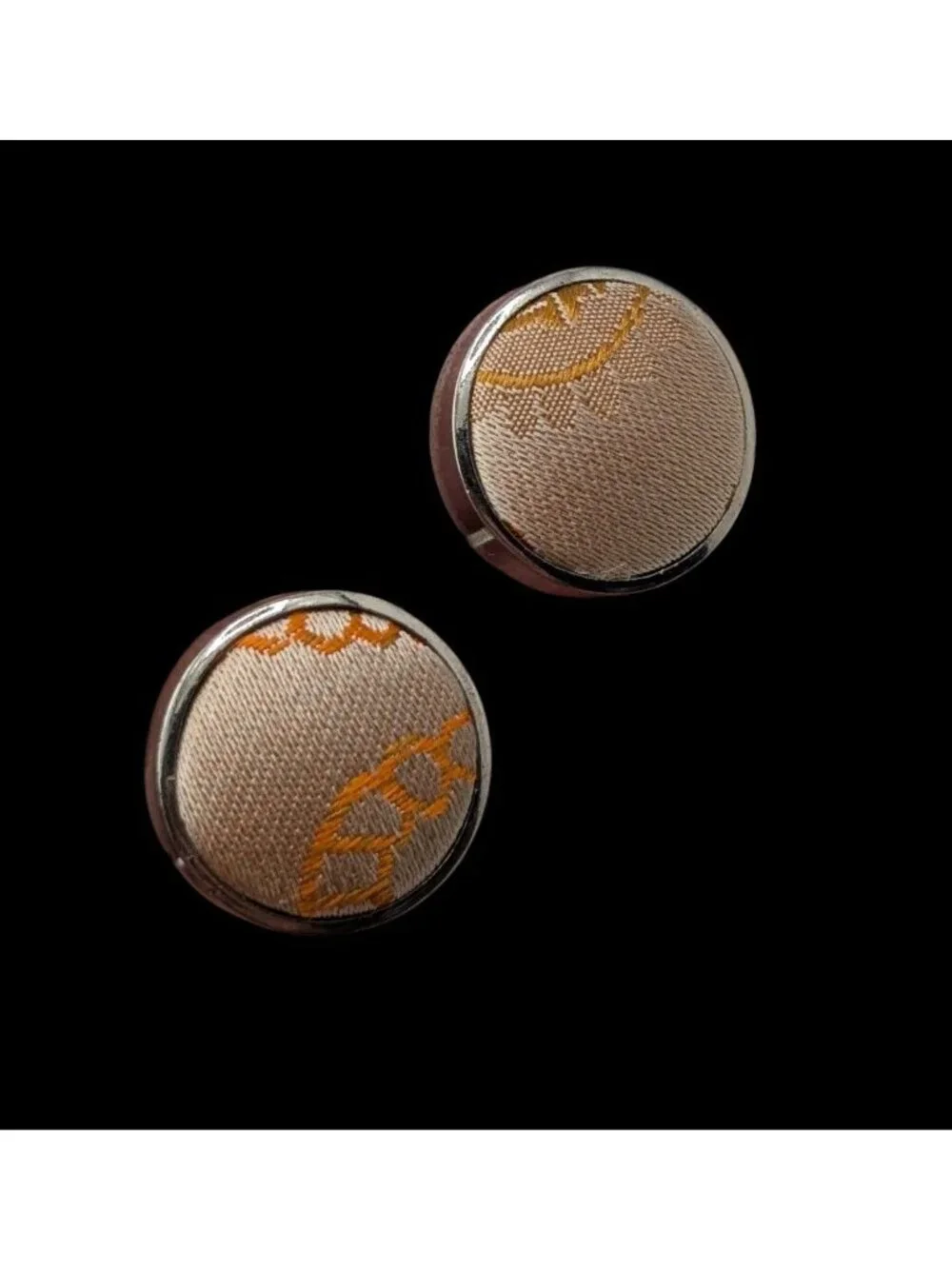 Embroidered Fabric Cufflinks Silver Cream Victorian Romantic Formal Accessories